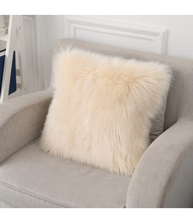 Decoratieve Fluffy Sierkussen 100% echte schapenvacht met vulling 45x45cm