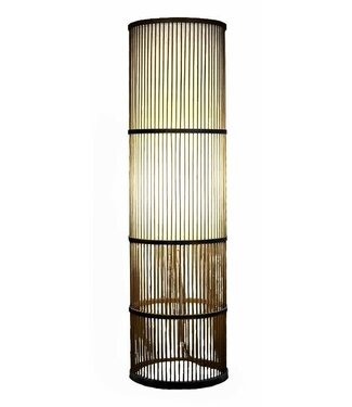 Fine Asianliving Lámpara de Pie de Bambú Negro D28xAl.100cm Levi