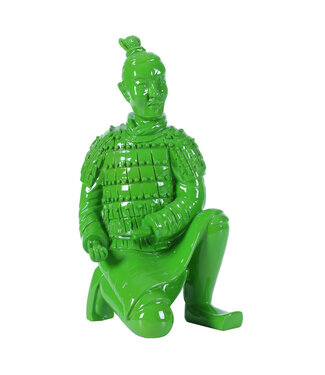 Fine Asianliving Terracotta Warrior Statue Kneeling Archer Green W17xD15xH32cm