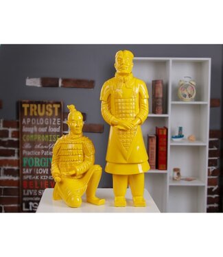 Fine Asianliving Terracotta Warrior Statue Kneeling Archer Yellow W17xD15xH32cm