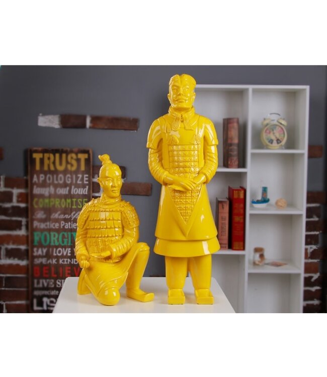 Guerrier en Terre Cuite Archer Agenouillé Jaune L17xP15xH32cm