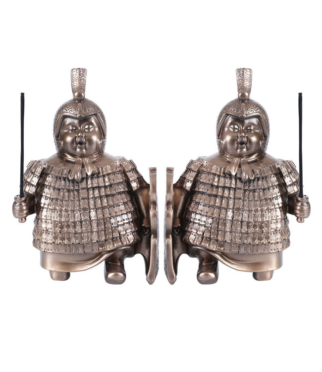 Guerrero de Terracota Sujetalibros Set/2 Bronce An14xP10xAl21cm