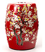 Fine Asianliving Ceramic Garden Stool Red Blossoms Handmade - Ayumi D30xH45cm