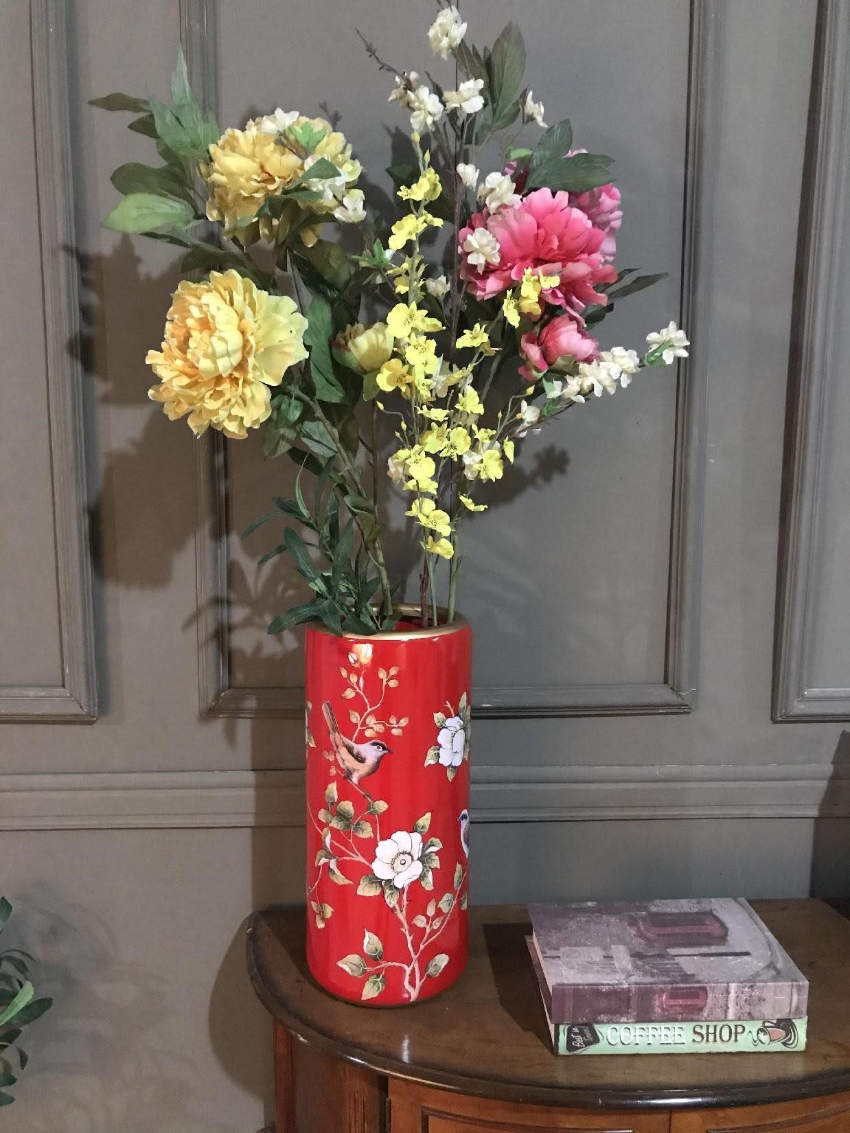 Paragüero cerámica flores