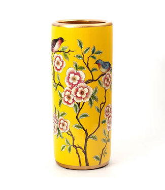 Fine Asianliving PREORDER WEEK 21 Ceramic Umbrella Stand Vase Yellow Flowers Handmade - Grazia D20xH45cm