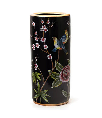 Fine Asianliving PREORDER WEEK 21 Keramik Regenschirmständer Vase Schwarz Blumen Handgefertigt - Calista D20xH45cm