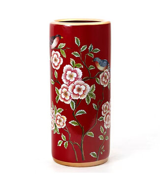 Fine Asianliving PREORDER WEEK 21 Ceramic Umbrella Stand Vase Red Flowers Handmade - Rosalia D20xH45cm