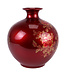 Vase Chinois Rouge Or Pivoines Fait Main - Aurore D25xH30cm