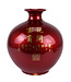 Vase Chinois Rouge Or Pivoines Fait Main - Aurore D25xH30cm