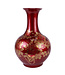 Chinesische Vase Rot Gold Pfingstrosen Handgefertigt - Aurore D25xH39cm