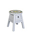 Fine Asianliving Tabouret Chinois Blanc Peint à la Main d'Inspiration Tibétaine P32xH41cm