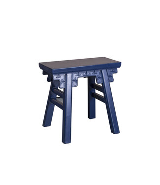 Fine Asianliving Sgabello Cinese Blu Notte con Dettagli L50xP23xA47cm