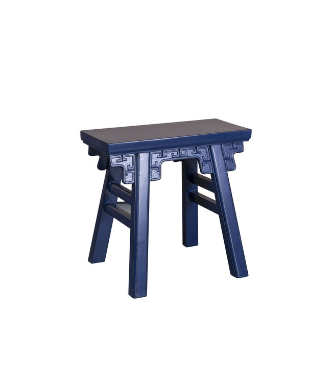 Tabouret Chinois Bleu Nuit avec des Détails L50xP23xH47cm