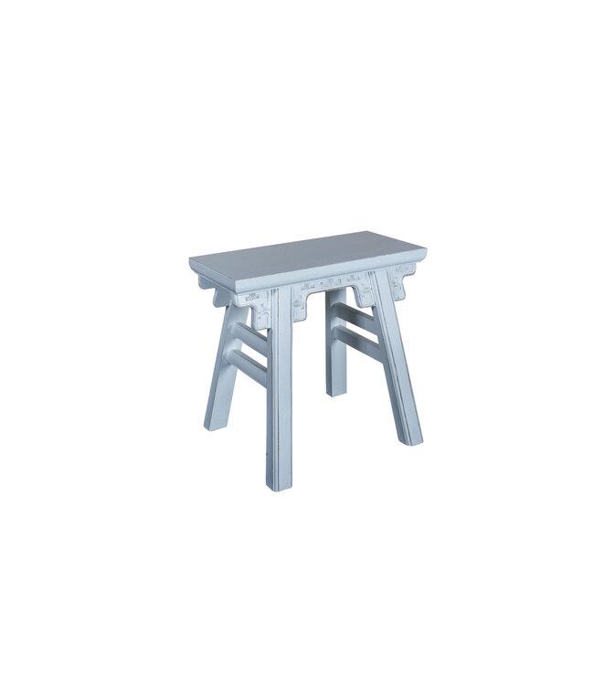 Tabouret Chinois Blanc avec des Détails L50xP23xH47cm