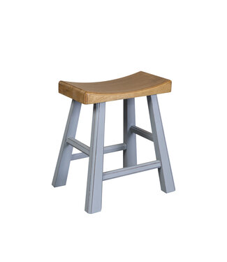 Fine Asianliving Chinese Wooden Stool Pastel Grey W45xD23xH47cm