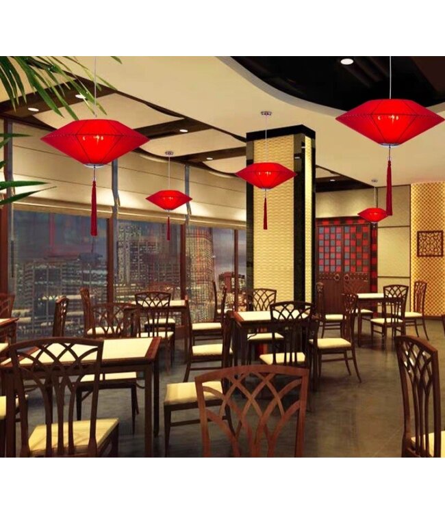 Lampada Cinese Lucky Rosso Seta D50xH30cm