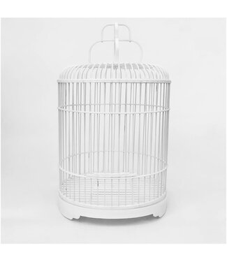 Fine Asianliving Cage à Oiseaux Suspendue avec Crochet Blanc Décoration D40xH60cm