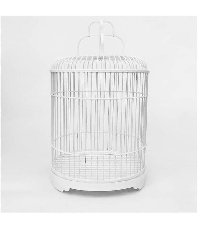 Cage à Oiseaux Suspendue avec Crochet Blanc Décoration D40xH60cm