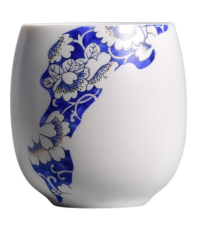 Chinesisches Teeservice Set/7 Porzellan Handbemalt Blumen Blau