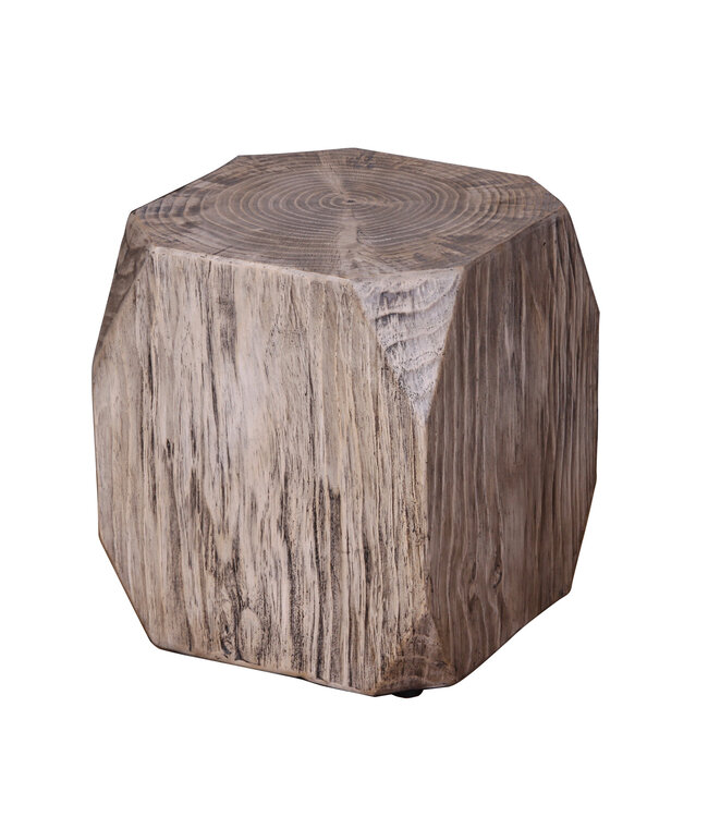 Concrete Sidetable Faux Wood End Table - Alexios D35xH44cm