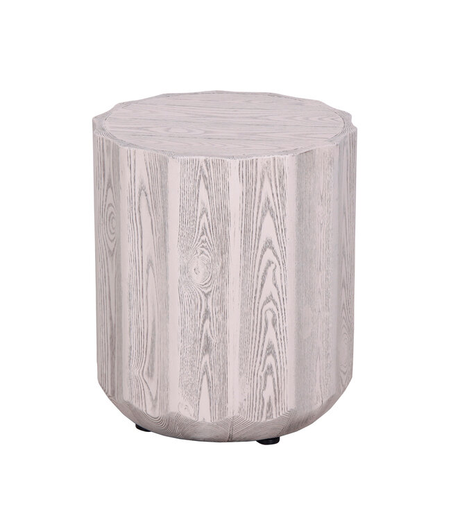 Concrete Sidetable Faux Wood End Table - Kenzie D35xH44cm