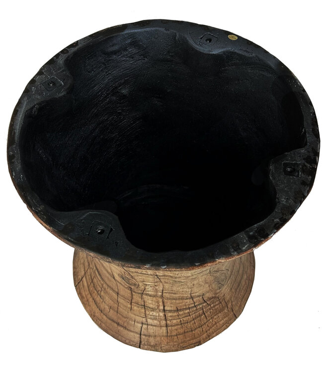 Concrete Sidetable Faux Wood End Table Seika D35xH44cm