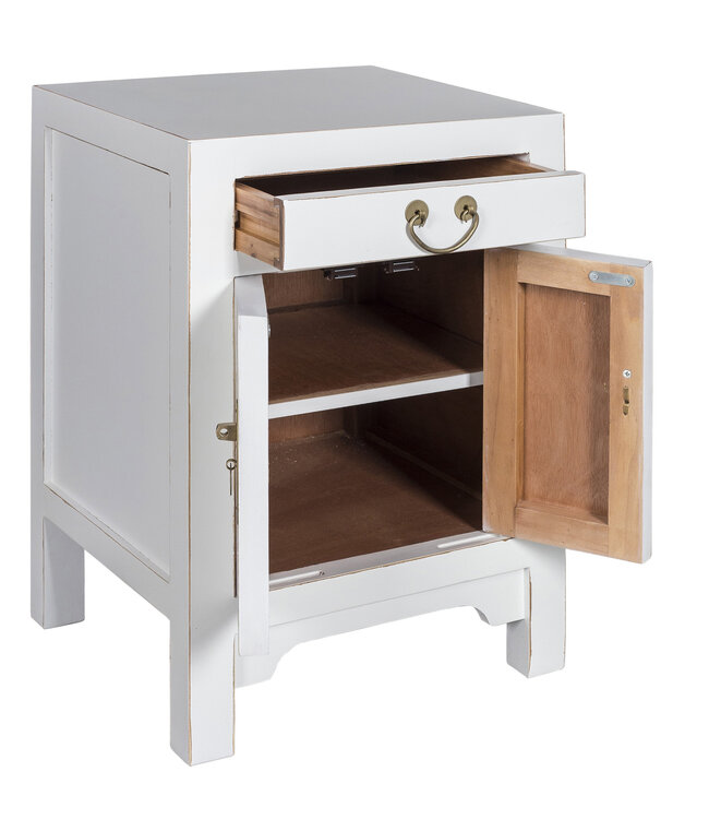 Mesita de Noche China Blanco Nieve - Orientique Colección An42xP35xAl60cm