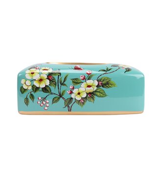 Fine Asianliving Caja de Pañuelos China Porcelana Azul Flores An23xP9xAl14cm