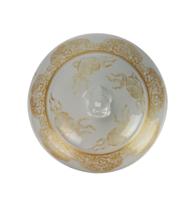 Tarro de Jengibre Chino Porcelana Blanco Dragón Pintado a Mano D29xAl46cm