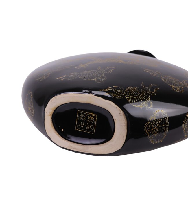 Vaso Cinese Porcellana Nero Drago Dipinto a Mano L32xP12xA34cm