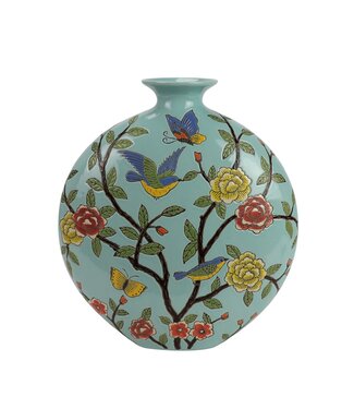 Fine Asianliving Chinese Vase Porcelain Blue Birds Hand-Painted W32xD12xH34cm