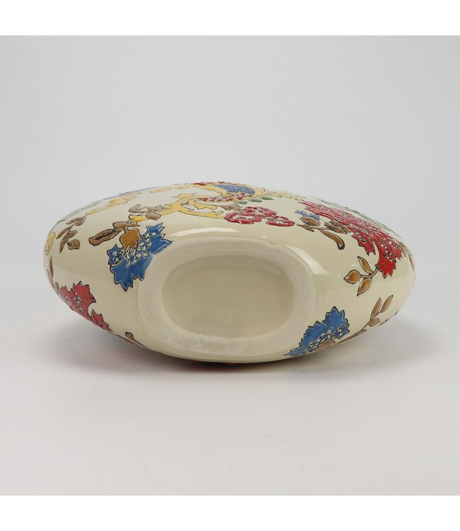 Jarrón Chino Porcelana Blanco Flores Pintado a Mano An32xP12xAl34cm