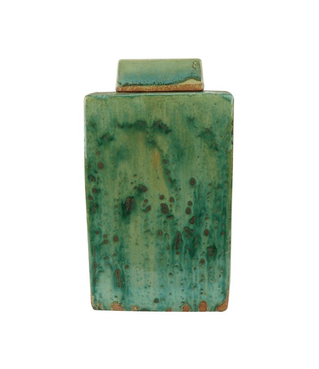 Pot à Gingembre Chinois Porcelaine Vert Fait Main D19xH30cm