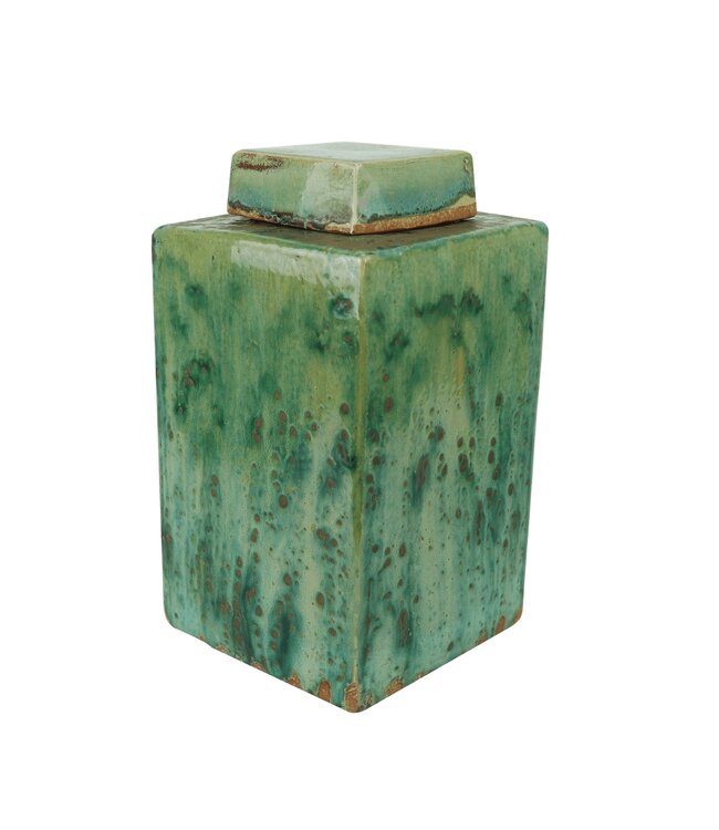 Vaso Ginger Jar Cinese in Porcellana Verde Fatto a Mano D19xA30cm