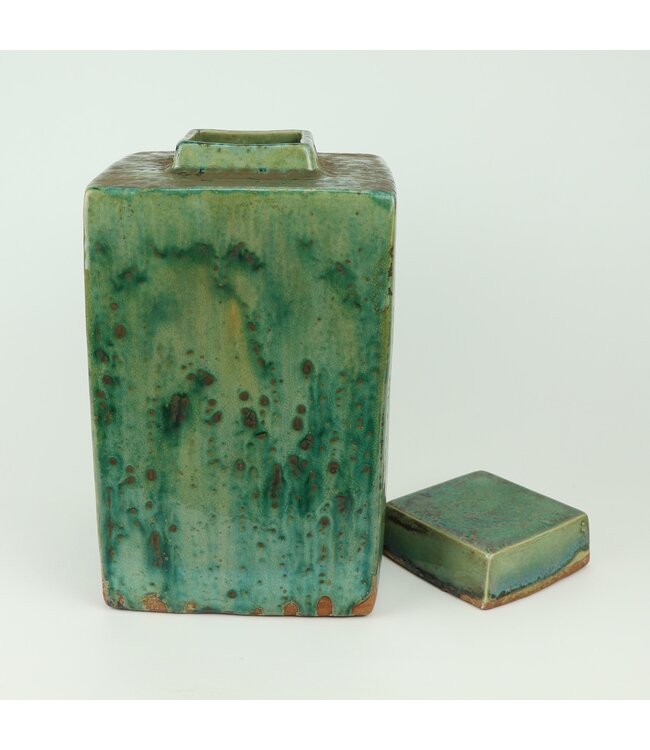 Vaso Ginger Jar Cinese in Porcellana Verde Fatto a Mano D19xA30cm