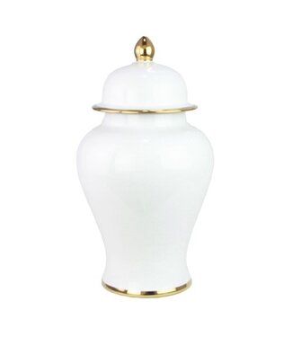 Fine Asianliving Pot à Gingembre Chinois Porcelaine Blanc Fait Main D21xH36cm