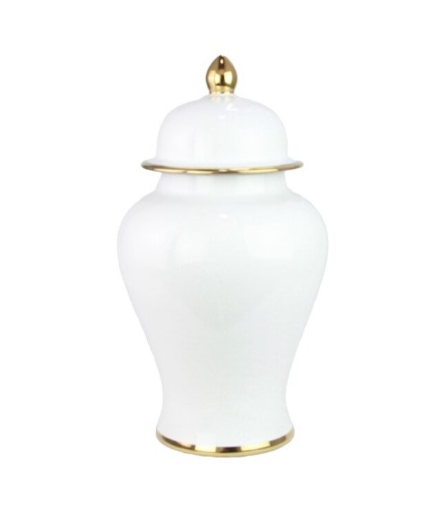 Pot à Gingembre Chinois Porcelaine Blanc Fait Main D21xH36cm