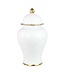 Chinesischer Vase mit Deckel Porzellan Weiß Handgefertigt D21xH36cm