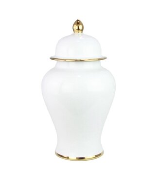 Fine Asianliving Vaso Ginger Jar Cinese in Porcellana Bianco Fatto a Mano D25xA46cm