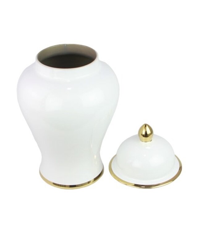 Chinesischer Vase mit Deckel Porzellan Weiß Handgefertigt D25xH46cm