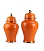 Pot à Gingembre Chinois Porcelaine Orange Fait Main D25xH46cm