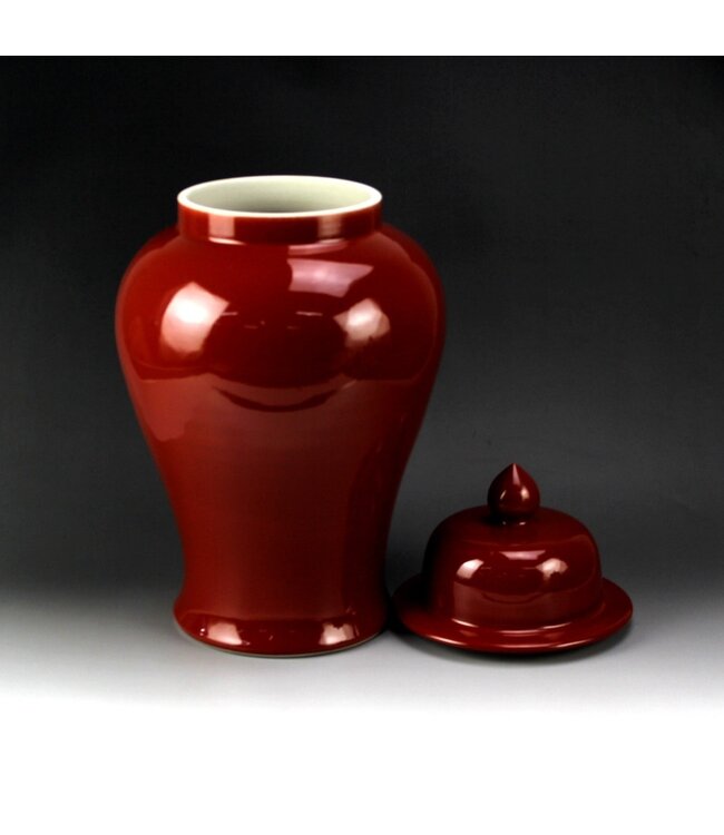 Tarro de Jengibre Chino Porcelana Rojo Hecho a Mano D24xAl44cm