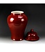 Chinesischer Vase mit Deckel Porzellan Rot Handgefertigt D24xH44cm