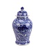 Fine Asianliving Chinesischer Vase mit Deckel Blau Weiß Koi Fisch Hand-Painted D27xH51cm
