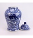 Chinese Ginger Jar Porcelain Blue White Koi Fish Hand-Painted D27xH51cm