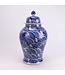 Chinese Ginger Jar Porcelain Blue White Koi Fish Hand-Painted D27xH51cm