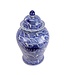 Chinese Ginger Jar Porcelain Blue White Koi Fish Hand-Painted D27xH51cm