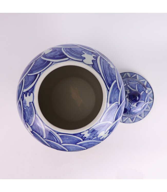 Chinese Ginger Jar Porcelain Blue White Koi Fish Hand-Painted D27xH51cm