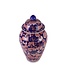 Chinesischer Vase mit Deckel Porzellan Blau Rot Pfingstrosen Handgemalt D24xH46cm