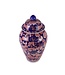 Vaso Ginger Jar Cinese in Porcellana Blu Rosso Peonie Dipinto a Mano D24xA46cm